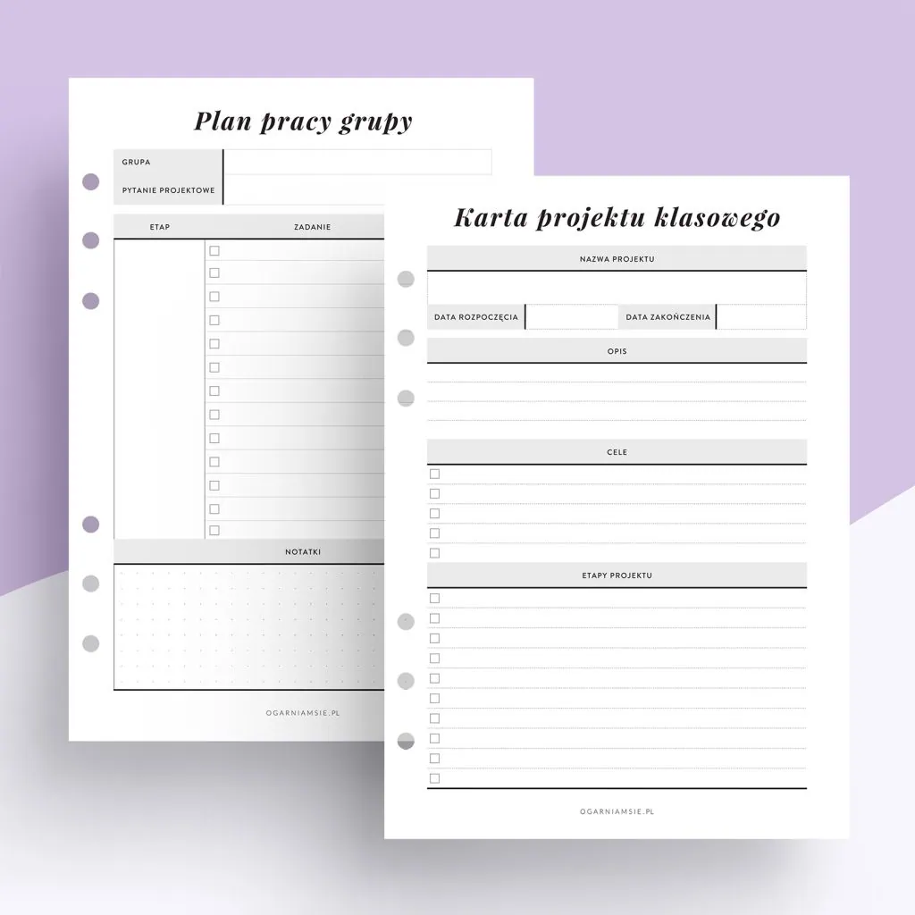 Planer projektu klasowego – wkład do organizera