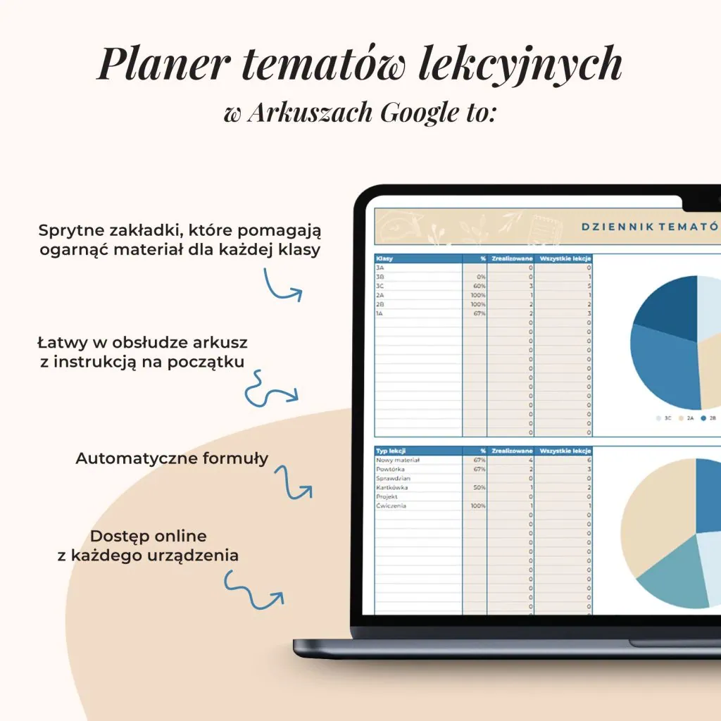 Planer tematów lekcyjnych – Google Sheets