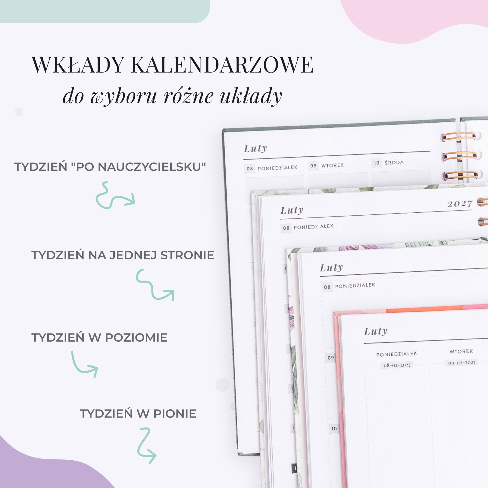 Wkłady kalendarzowe do planera