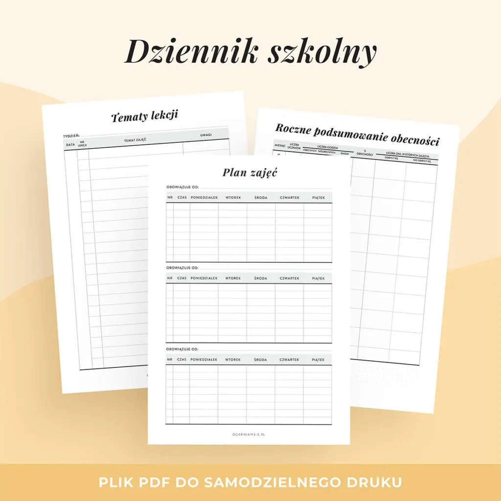 Dziennik szkolny do druku