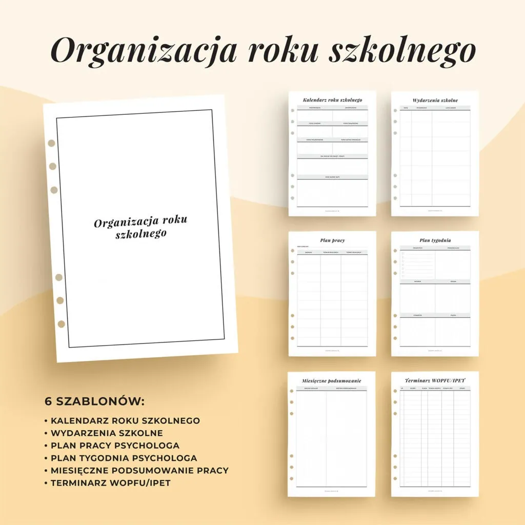 Teczka psychologa szkolnego – Planer psychologa do druku | Szablony