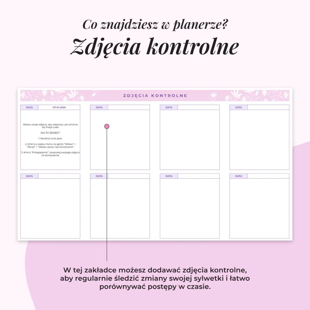Fitness Planer – Arkusz Google | Zdjęcia kontrolne