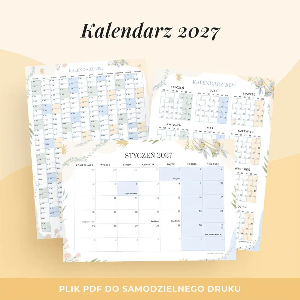 Kalendarz 2027 do druku
