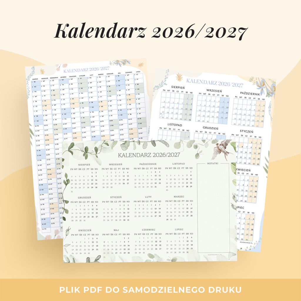Kalendarz szkolny 2026/27 do druku