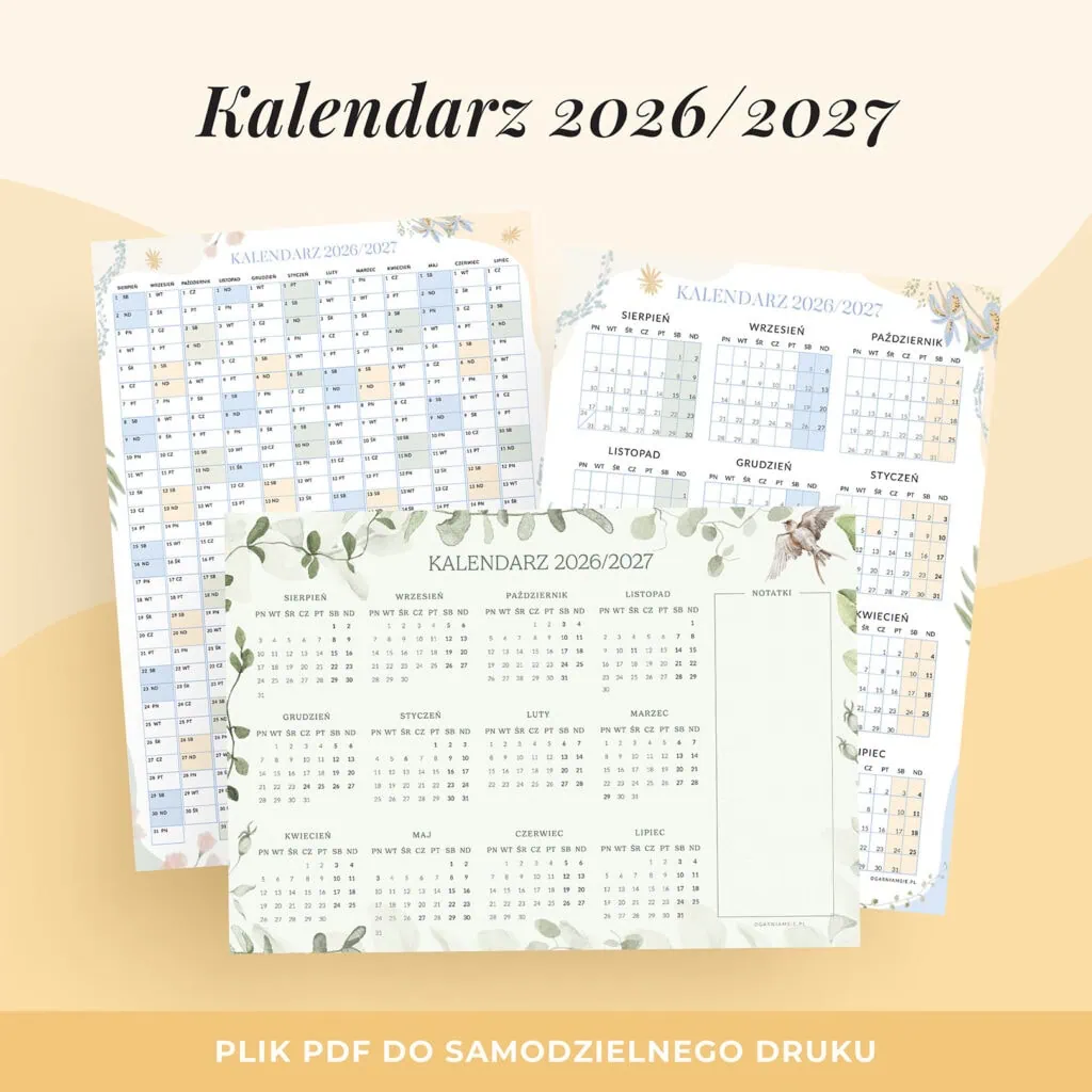 Kalendarz szkolny 2026/27 do druku