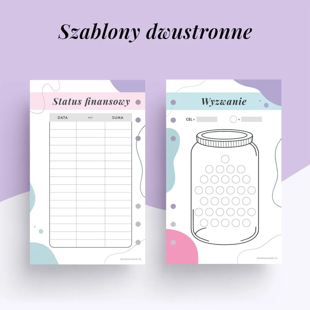 Pakiet wyzwań oszczędnościowych - dwustronne szablony