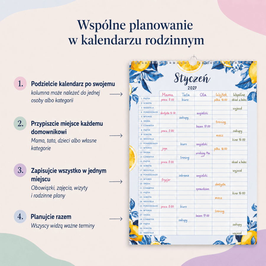Planowanie kalendarza rodzinnego A3