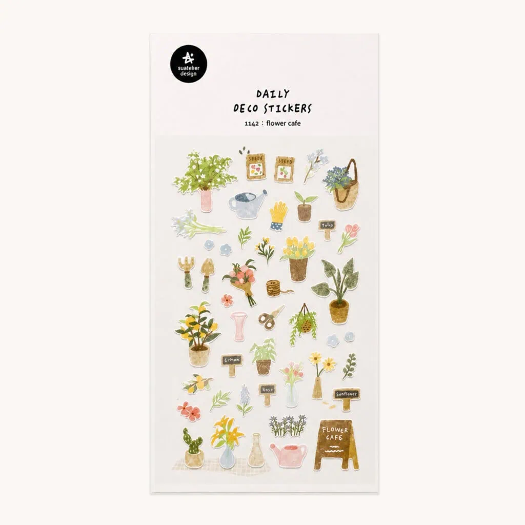 Naklejki do planera i bullet journal “Kwiatowa kawiarnia”