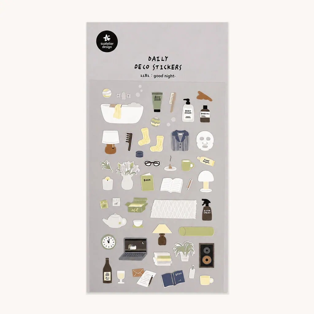 Naklejki do planera i bullet journal “Wieczorna rutyna”