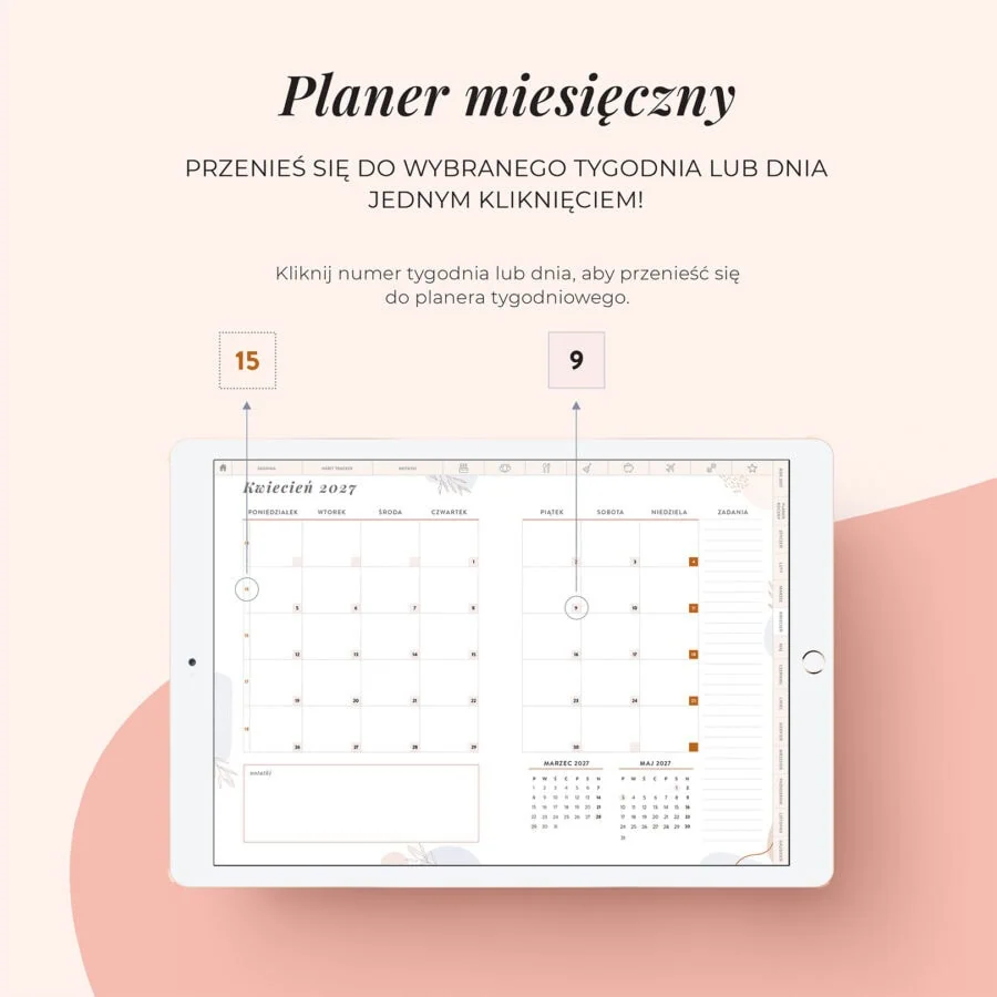 Cyfrowy planer 2027 na iPada - planer miesięczny (2)