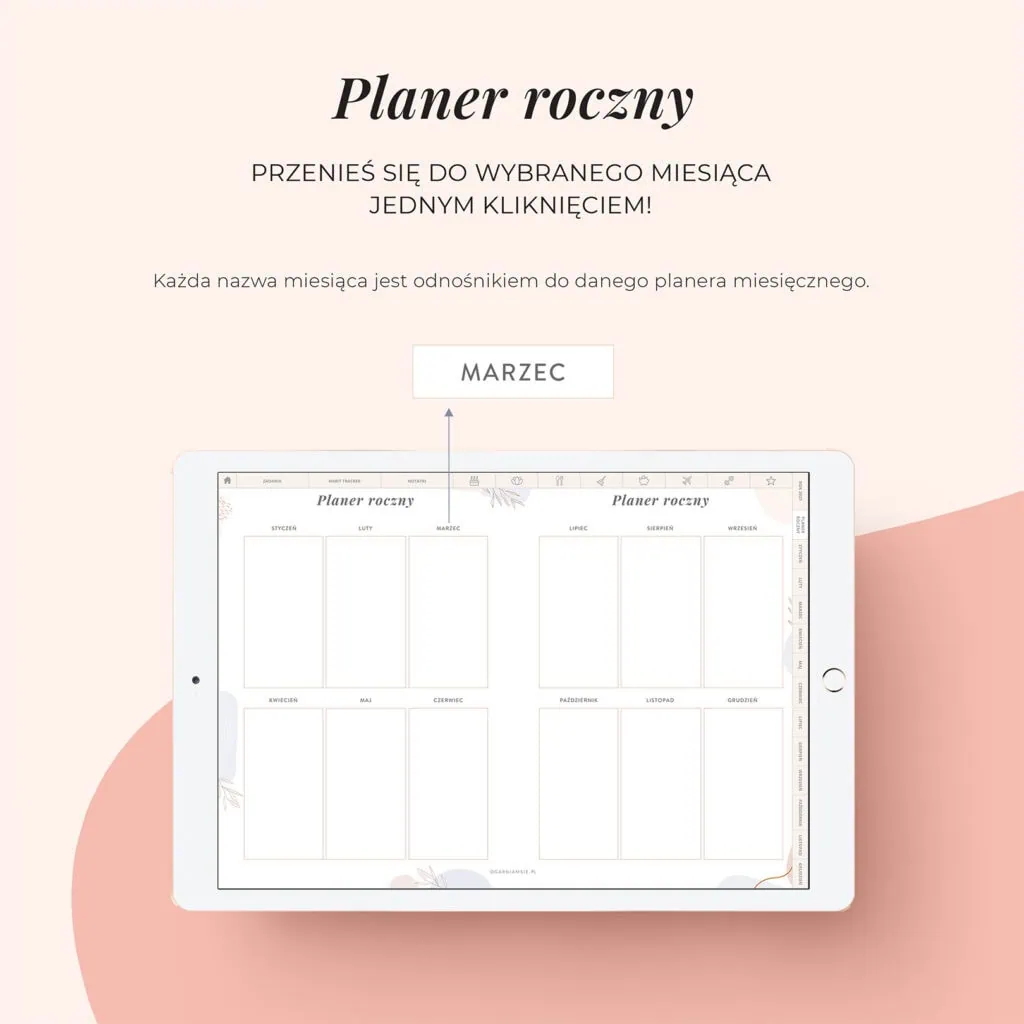 Cyfrowy planner 2027 na iPada - planer roczny