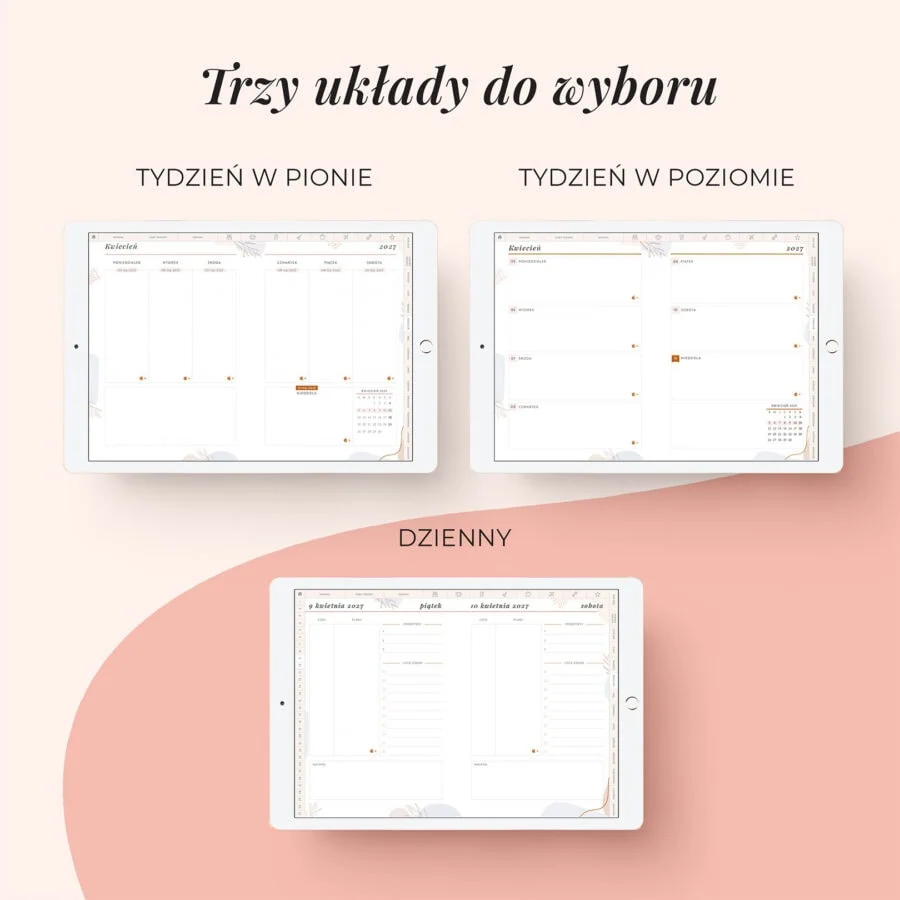 Cyfrowy planner 2027 na iPada - układy do wyboru