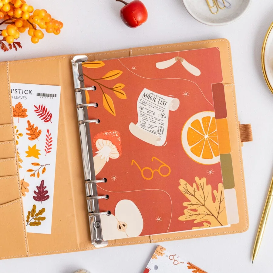 Przekładki jesienne w organizerze z naklejkami Autumn Leaves