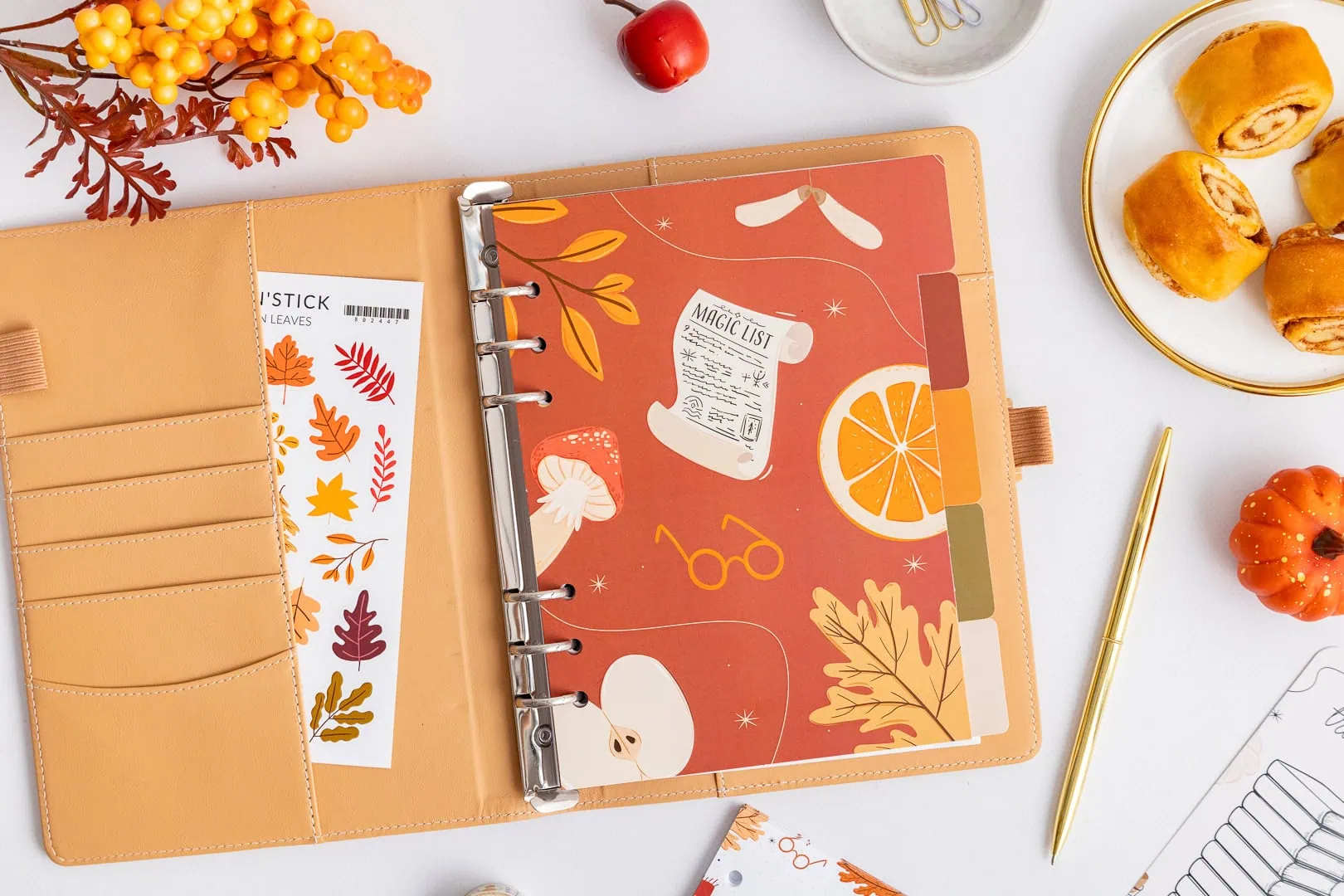 Przekładki jesienne w organizerze z naklejkami Autumn Leaves